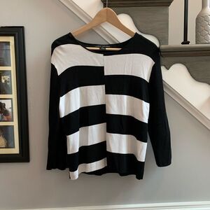 Larry Levine Interrupted Stripe Knit Top sz PXL